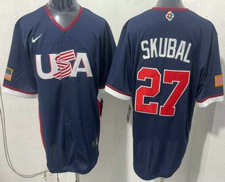 Men's USA #27 Tarik Skubal Navy 2026 World Baseball Classic Cool Base Jersey