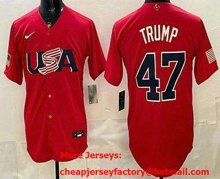 Men's USA #47 Donald Trump Red 2026 World Baseball Classic Cool Base Jersey