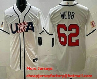 Men's USA #62 Logan Webb White 2026 World Baseball Classic Cool Base Jersey