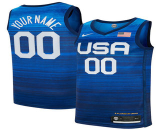 Men's USA Basketball Active Player Custom 2021 Summer Olympics Navy Limited Stitched Jersey