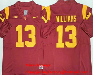 Men's USC Trojans #13 Caleb Williams Limited Red FUSE College Football Jersey