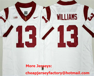 Men's USC Trojans #13 Caleb Williams Limited White FUSE College Football Jersey