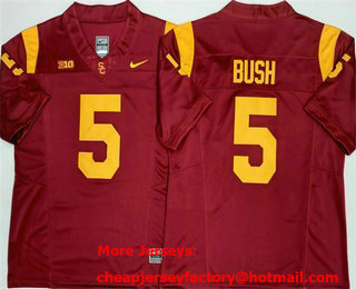 Men's USC Trojans #5 Reggie Bush Limited Red FUSE College Football Jersey