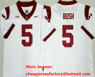 Men's USC Trojans #5 Reggie Bush Limited White FUSE College Football Jersey