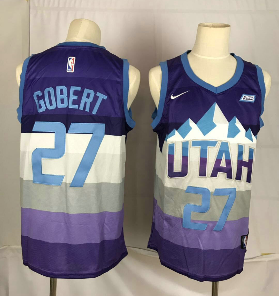 Men's Utah Jazz 27 Rudy Gobert Purple City Edition 2019 Nike Swingman