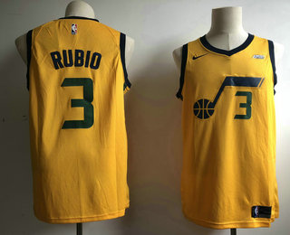 Men's Utah Jazz #3 Ricky Rubio New Yellow 2017-2018 Nike Swingman 5 For The Fight Stitched NBA Jersey