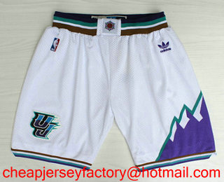 Men's Utah Jazz  White Hardwood Classics Soul Swingman Throwback Shorts