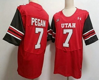 Men's Utah Utes #7 Braden Pegan Red College Football Jersey