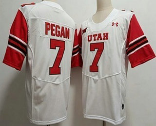 Men's Utah Utes #7 Braden Pegan White College Football Jersey