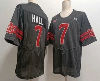 Men's Utah Utes #7 Johnathan Hall Black College Football Jersey