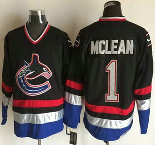 Men's Vancouver Canucks #1 Kirk McLean 2003-04 Black CCM Vintage Throwback Jersey