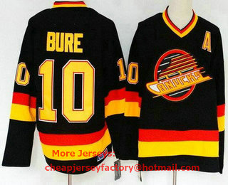 Men's Vancouver Canucks #10 Pavel Bure Black Throwback Jersey