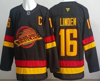 Men's Vancouver Canucks #16 Trevor Linden Black Alternate Authentic Jersey