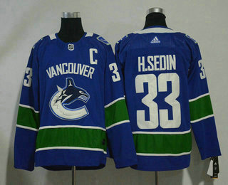 Men's Vancouver Canucks #33 Henrik Sedin Blue 2017-2018 Hockey Stitched NHL Jersey