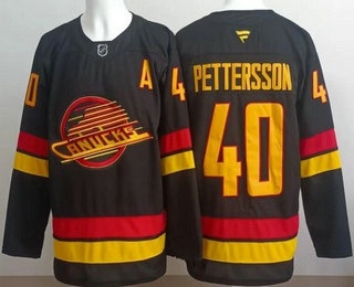 Men's Vancouver Canucks #40 Elias Pettersson Black Alternate Authentic Jersey