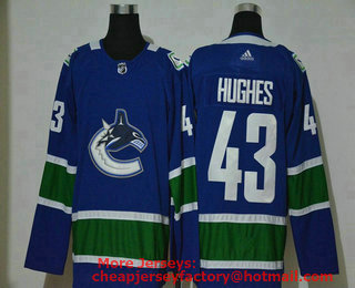 Men's Vancouver Canucks #43 Quinn Hughes NEW Blue Adidas Stitched NHL Jersey