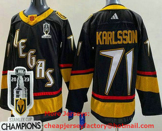 Men's Vegas Golden Knights #71 William Karlsson Black Reverse Retro 2023 Stanley Cup Champions Authentic Jersey