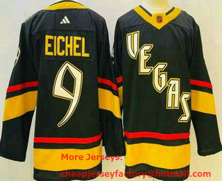 Men's Vegas Golden Knights #9 Jack Eichel Black 2022 Reverse Retro Authentic Jersey