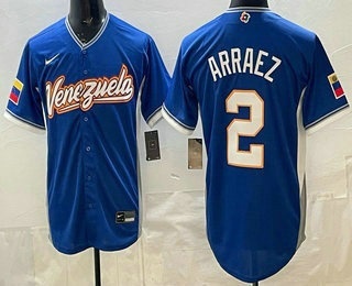 Men's Venezuela #2 Luis Arraez Blue 2026 World Baseball Classic Cool Base Jersey