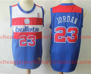 Men's Washington Bullets #23 Michael Jordan Blue Throwback Swingman Jersey