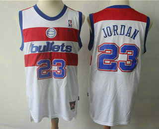 Men's Washington Bullets #23 Michael Jordan White Throwback Swingman Jersey