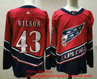 Men's Washington Capitals #43 Tom Wilson Red 2021 Retro Stitched NHL Jersey