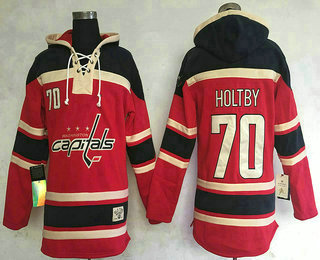 Men's Washington Capitals #70 Braden Holtby White Old Time Hockey Hoodie