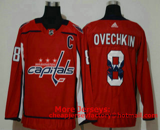 Men's Washington Capitals #8 Alexander Ovechkin Red With Team Logo Adidas Stitched NHL Jersey