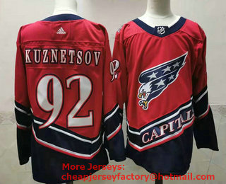 Men's Washington Capitals #92 Evgeny Kuznetsov Red 2021 Retro Stitched NHL Jersey