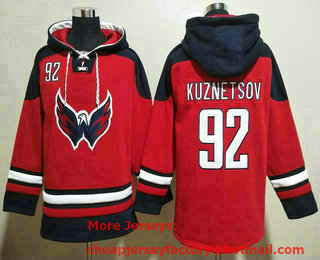 Men's Washington Capitals #92 Evgeny Kuznetsov Red Ageless Must Have Lace Up Pullover Hoodie