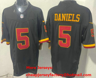 Men's Washington Commanders #5 Jayden Daniels Limited Black Alternate FUSE Vapor Jersey