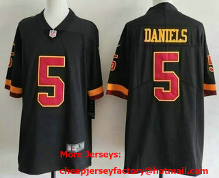 Men's Washington Commanders #5 Jayden Daniels Limited Black Vapor Jersey