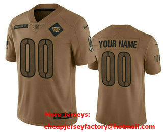 Men's Washington Commanders Active Player Custom 2023 Brown Salute To Setvice Limited Stitched Football Jersey