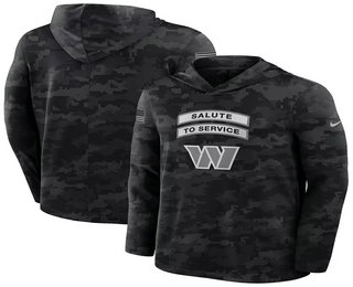 Men's Washington Commanders Black 2026 Salute to Service Sideline Lightweight Hoodie Long Sleeve Top