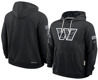 Men's Washington Commanders Black 2026 Salute to Service Sideline Pullover Hoodie