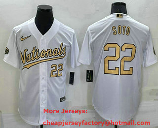 Men's Washington Nationals #22 Juan Soto Number White 2022 All Star Stitched Cool Base Nike Jersey