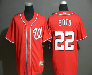 Men's Washington Nationals #22 Juan Soto Red Stitched MLB Cool Base Jersey