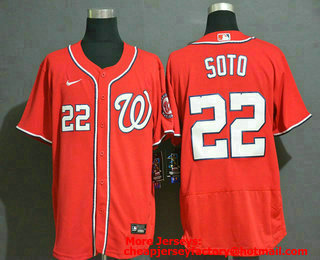 Men's Washington Nationals #22 Juan Soto Red Stitched MLB Flex Base Nike Jersey