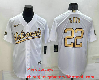 Men's Washington Nationals #22 Juan Soto White 2022 All Star Stitched Cool Base Nike Jersey