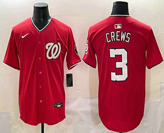 Men's Washington Nationals #3 Dylan Crews Red Limited Stitched Jersey