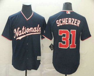 Men's Washington Nationals #31 Max Scherzer NEW Navy Blue Stitched MLB Cool Base Jersey
