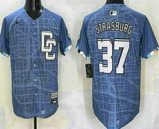 Men's Washington Nationals #37 Stephen Strasburg Blue 2025 City Connect Limited Jersey