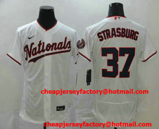 Men's Washington Nationals #37 Stephen Strasburg White Stitched MLB Flex Base Nike Jersey