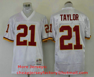 Men's Washington Redskins #21 Sean Taylor White Throwback Stitched NFL Jersey by Mitchell & Ness