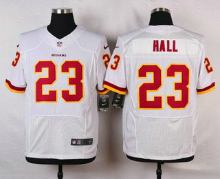 Men's Washington Redskins #23 DeAngelo Hall White Road NFL Nike Elite Jersey