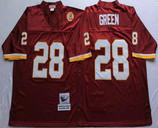 Men's Washington Redskins #28 Darrell Green Burgundy Red Throwback Stitched NFL Jersey by Mitchell & Ness