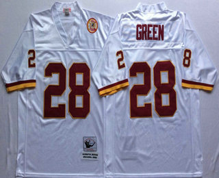 Men's Washington Redskins #28 Darrell Green White Throwback Stitched NFL Jersey by Mitchell & Ness