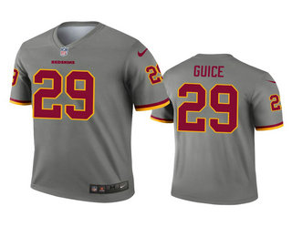 Men's Washington Redskins #29 Derrius Guice Gray Inverted Legend Jersey