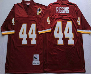 Men's Washington Redskins #44 John Riggins Burgundy Red Throwback Stitched NFL Jersey by Mitchell & Ness