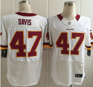 Men's Washington Redskins #47 Akeem Davis Nike White Elite Jersey